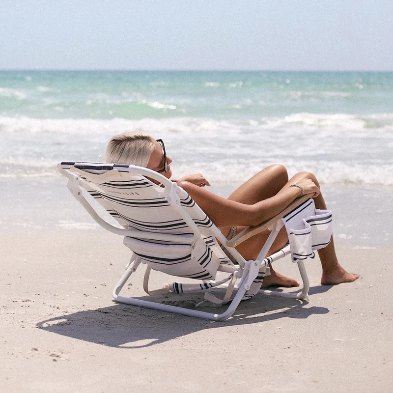 Deluxe Beach Chair - Casa Fes Black Stripe