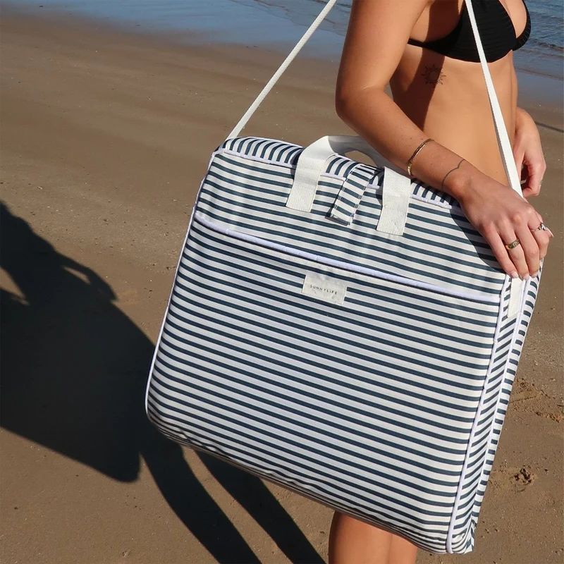 Take Anywhere Folding Chair - Resort Navy Stripe