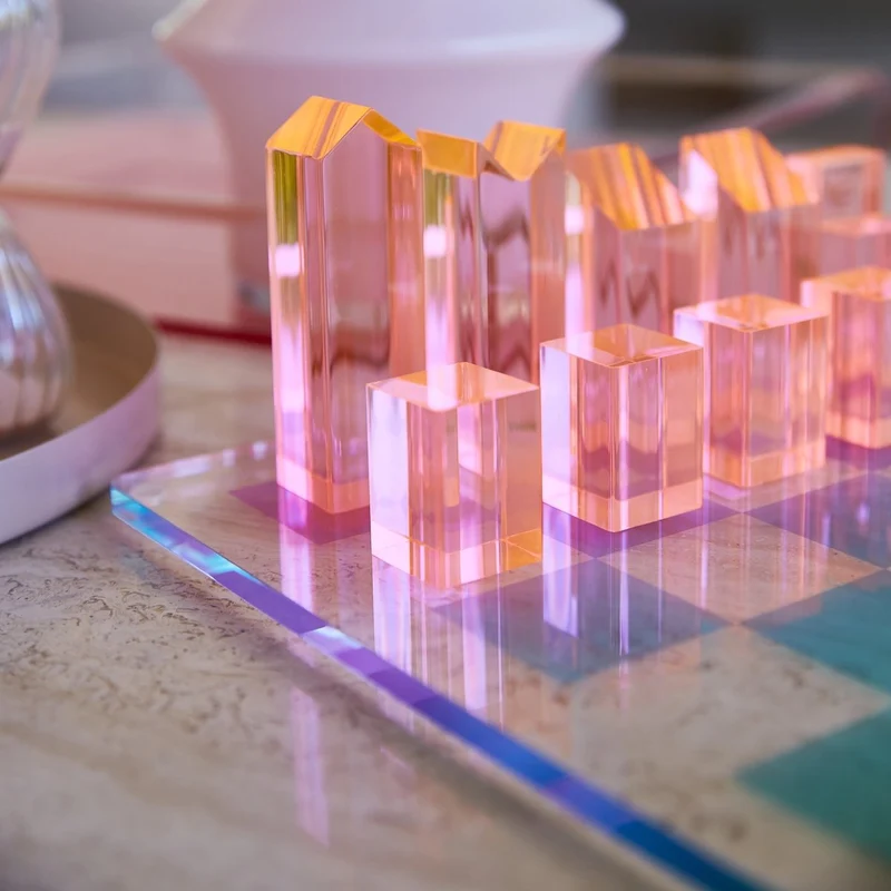 Lucite Chess & Checkers - Ombre