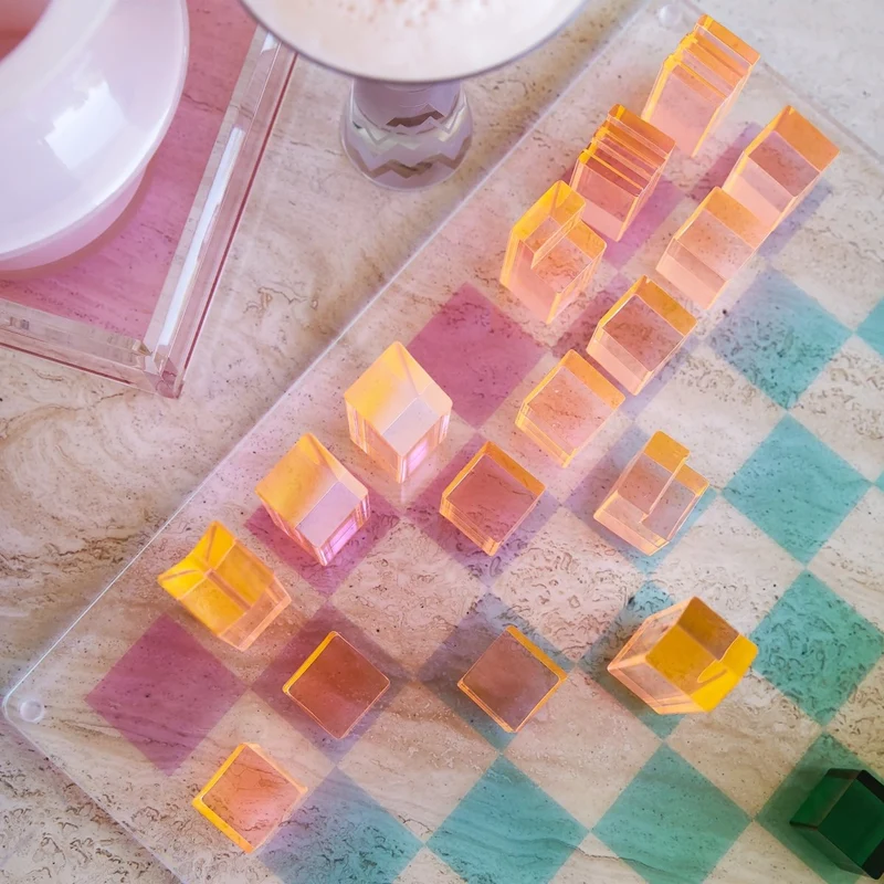 Lucite Chess & Checkers - Ombre
