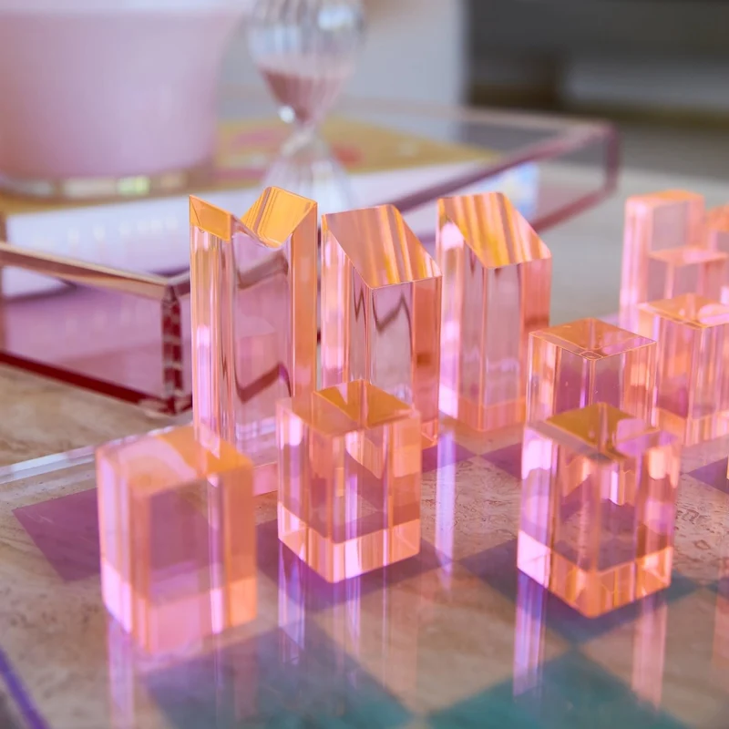 Lucite Chess & Checkers - Ombre