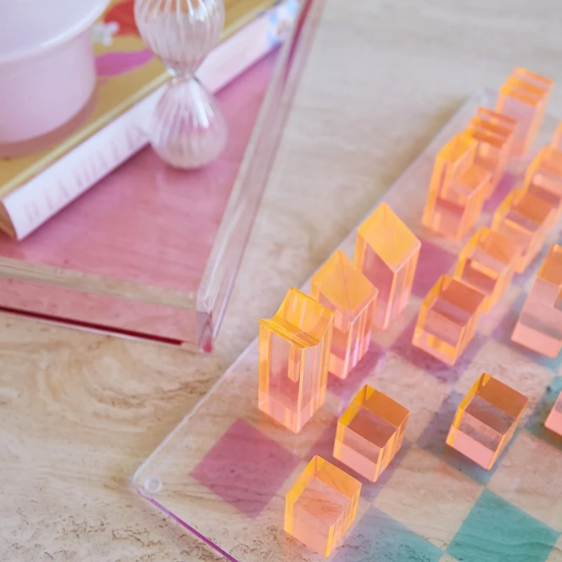 Lucite Chess & Checkers - Ombre
