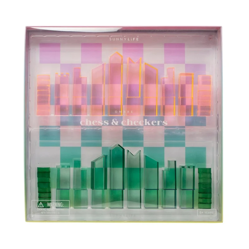 Lucite Chess & Checkers - Ombre
