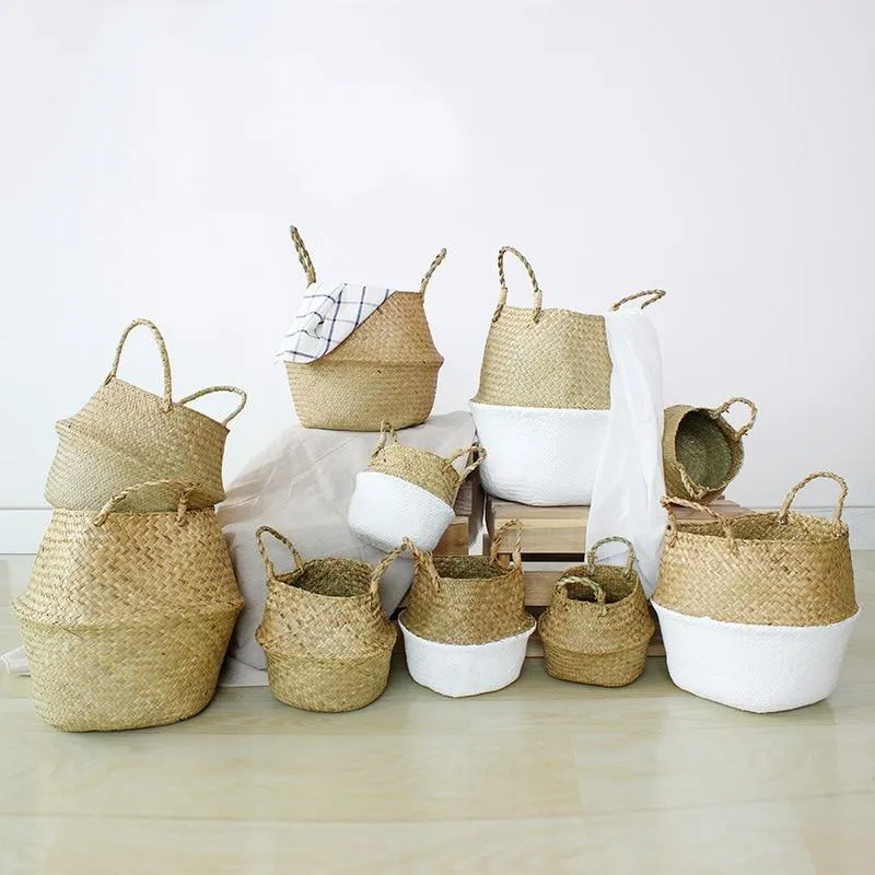 Cache Pot Osier Moitié Blanc