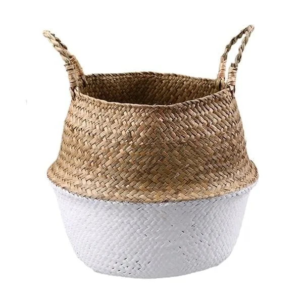 Cache Pot Osier Moitié Blanc