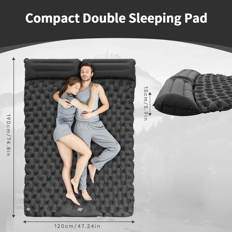 Matelas de Camping Gonflable Double Oreiller