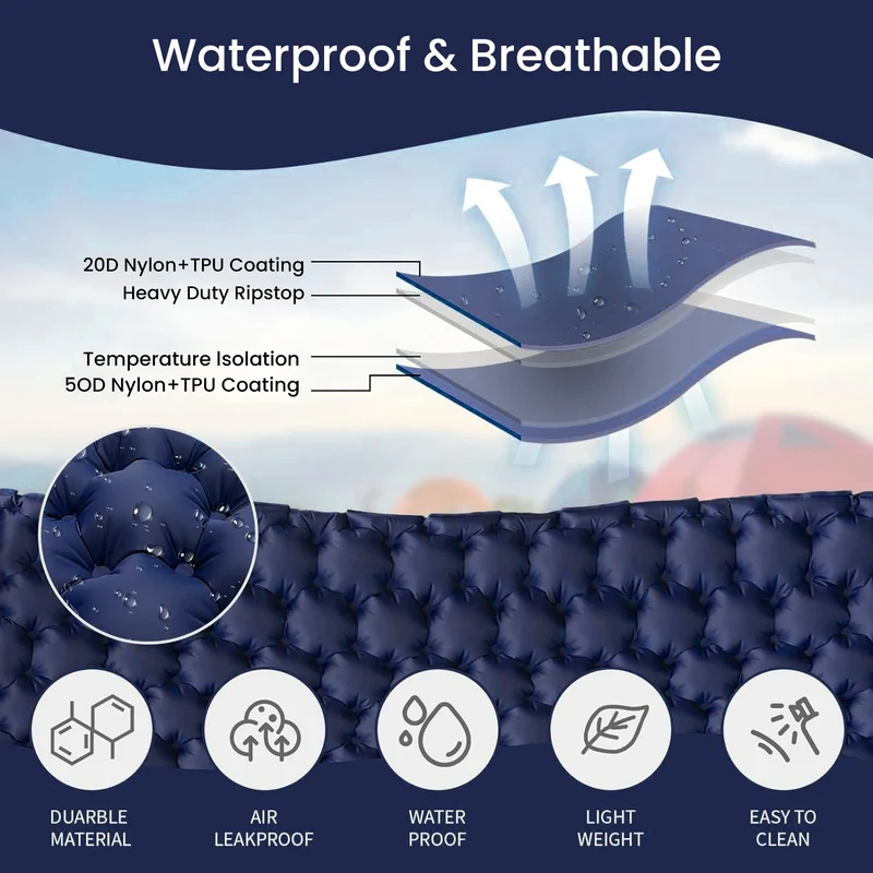 Matelas de Camping Gonflable Pompe Intégrée