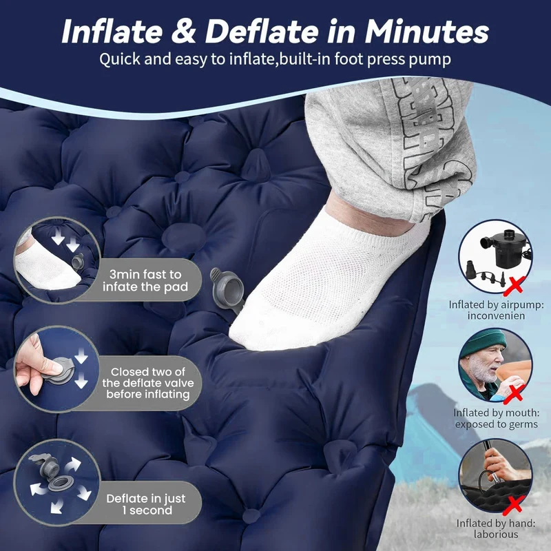 Matelas de Camping Gonflable Pompe Intégrée