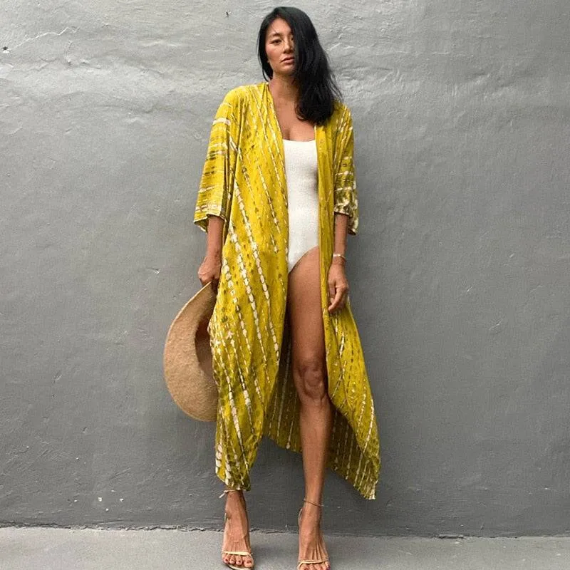 Tie Dye Kimono Beach Dress for Women - Summer Beachwear Outfits