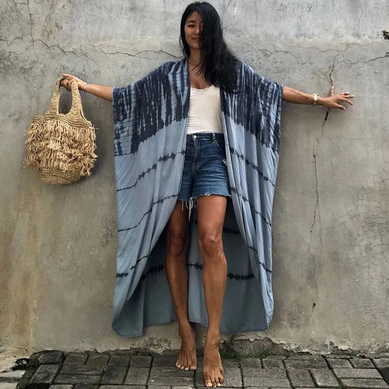 Tie Dye Kimono Beach Dress for Women - Summer Beachwear Outfits