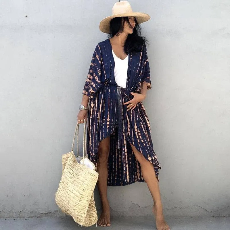 Tie Dye Kimono Beach Dress for Women - Summer Beachwear Outfits