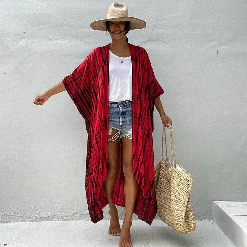 Tie Dye Kimono Beach Dress for Women - Summer Beachwear Outfits
