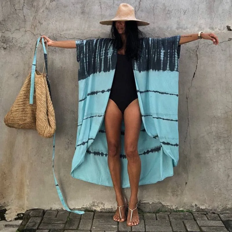 Tie Dye Kimono Beach Dress for Women - Summer Beachwear Outfits