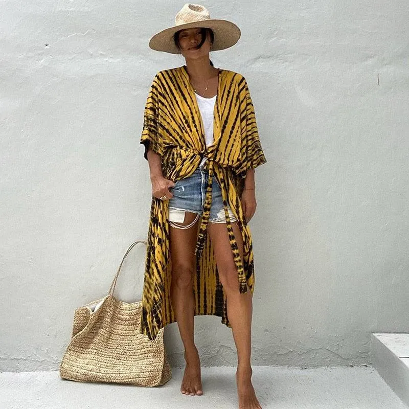 Tie Dye Kimono Beach Dress for Women - Summer Beachwear Outfits