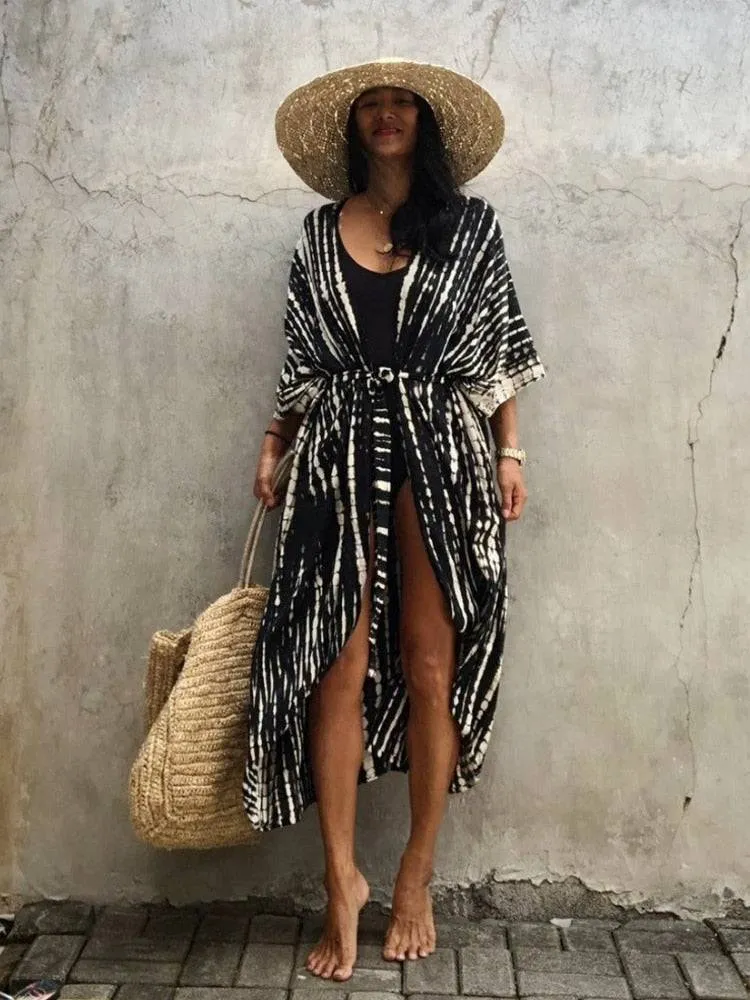 Tie Dye Kimono Beach Dress for Women - Summer Beachwear Outfits
