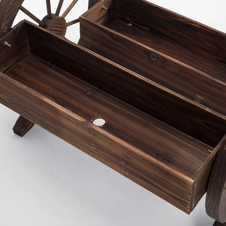 Porte Plantes Charrette en Bois