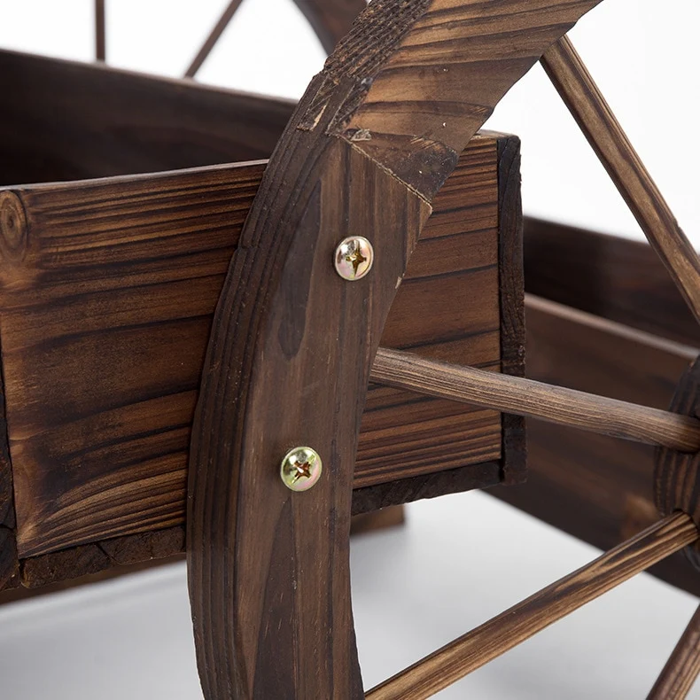 Porte Plantes Charrette en Bois