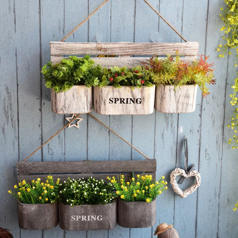Porte Plante Mural Décoratif en Bois