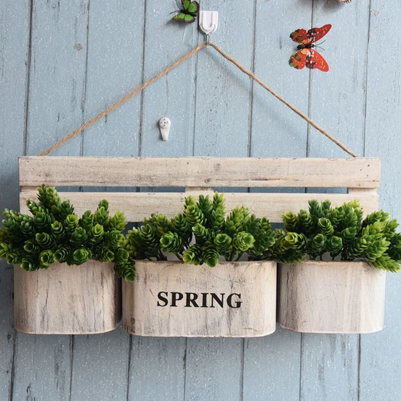 Porte Plante Mural Décoratif en Bois
