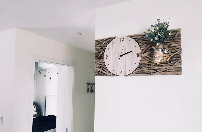 Porte Plante Horloge Bois Flotté