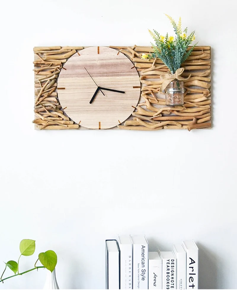 Porte Plante Horloge Bois Flotté