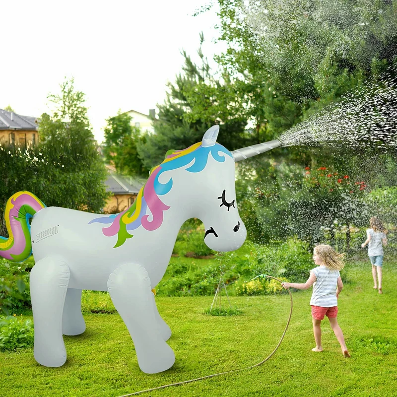 Arroseur gonflable licorne géant