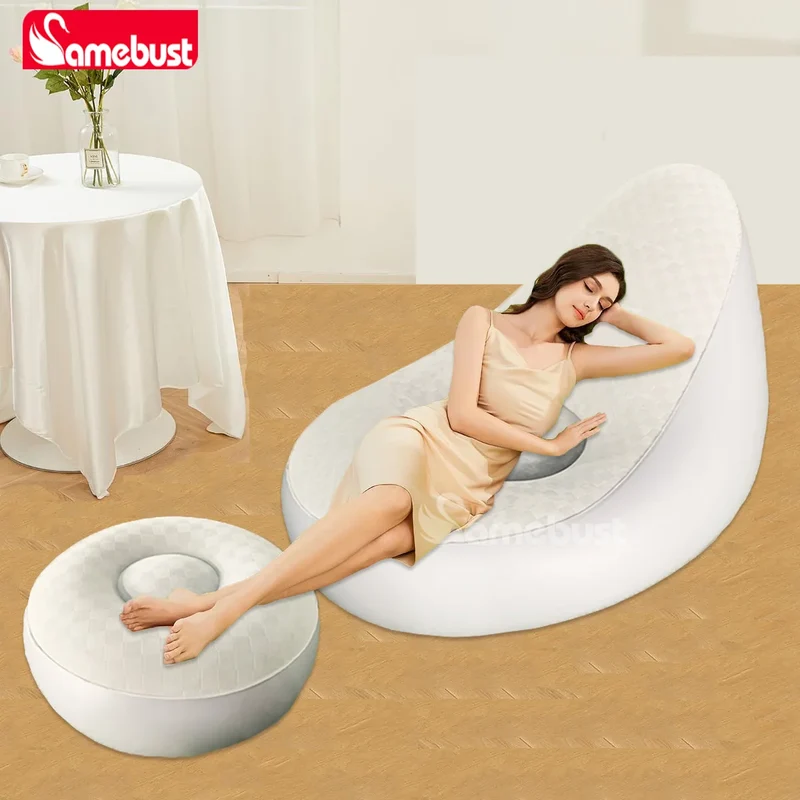 Canapé Gonflable Floqué Repose-Pieds