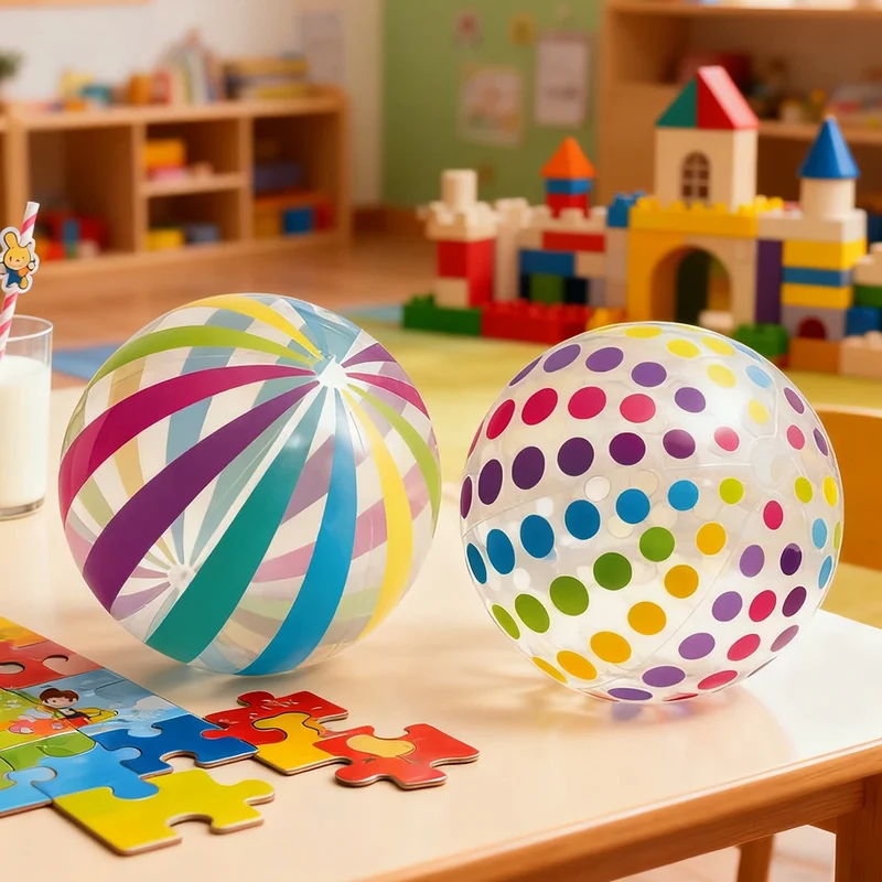 Ballon Gonflable Transparent Pois Rayures