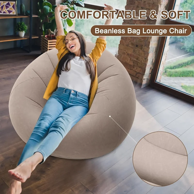Canapé Gonflable Pouf Rond Portable