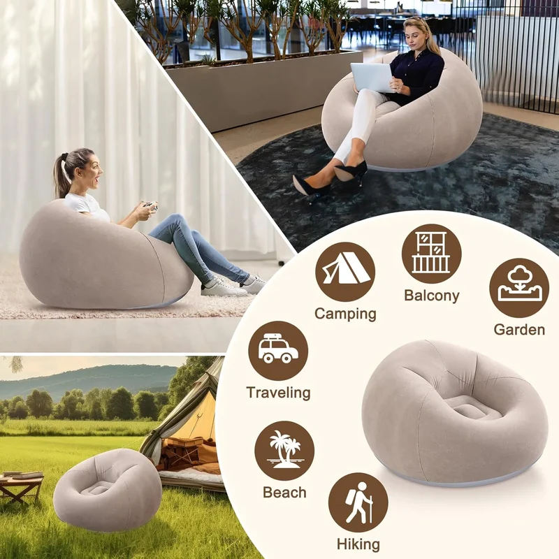 Canapé Gonflable Pouf Rond Portable