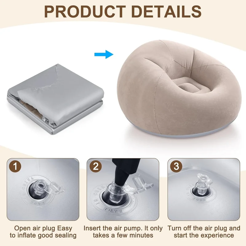 Canapé Gonflable Pouf Rond Portable
