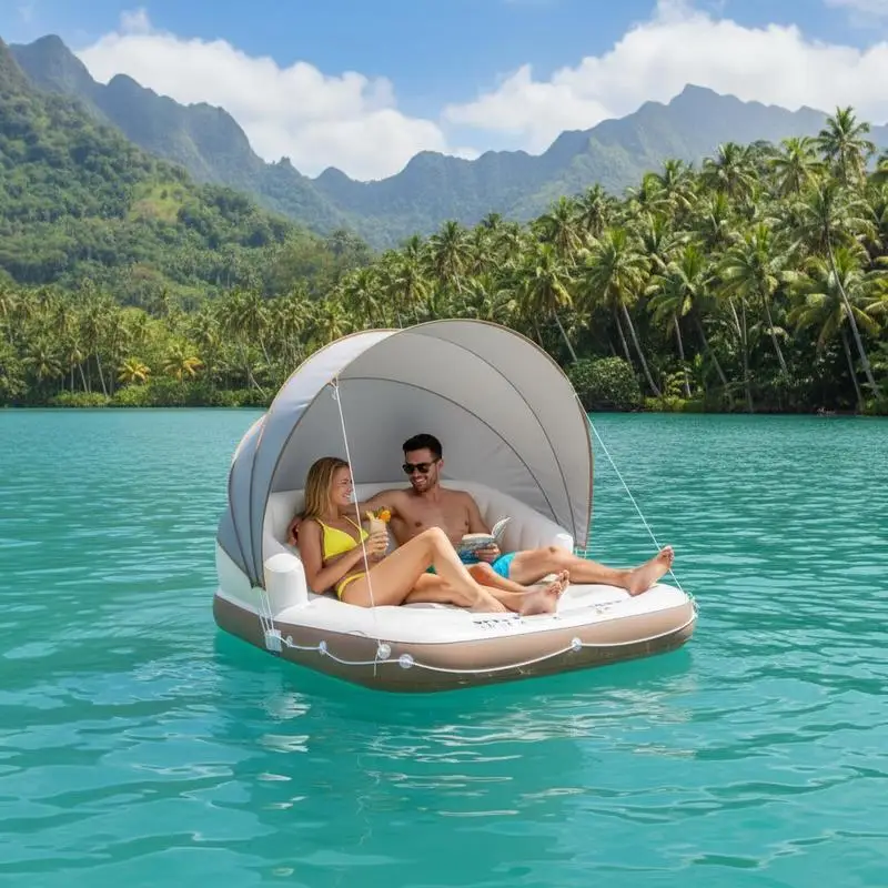 Plateforme Flottante Gonflable Auvent Piscine