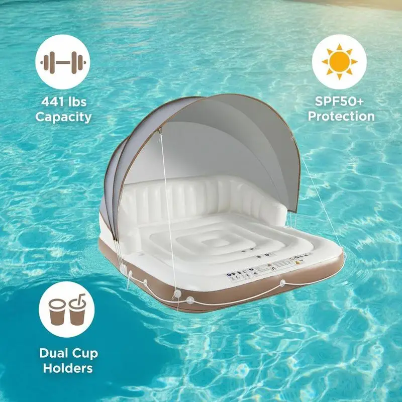Plateforme Flottante Gonflable Auvent Piscine