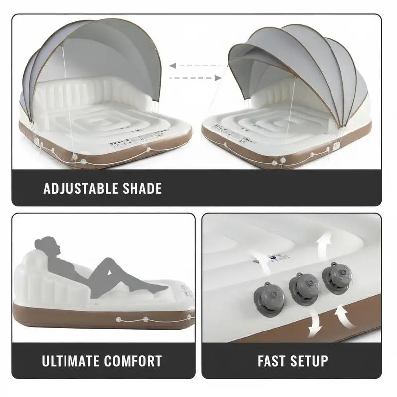 Plateforme Flottante Gonflable Auvent Piscine