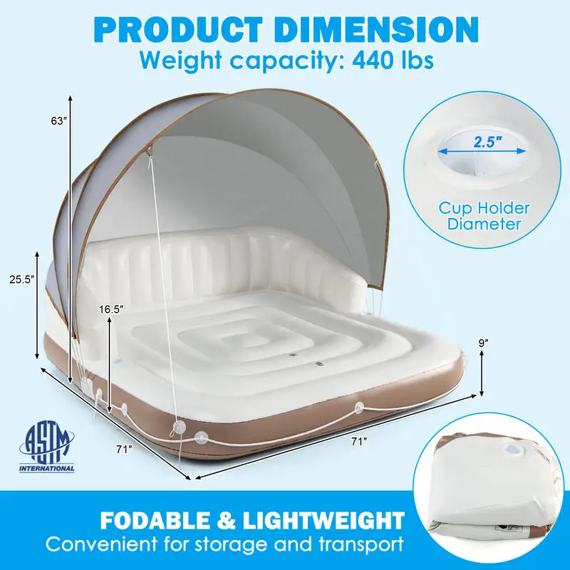 Plateforme Flottante Gonflable Auvent Piscine