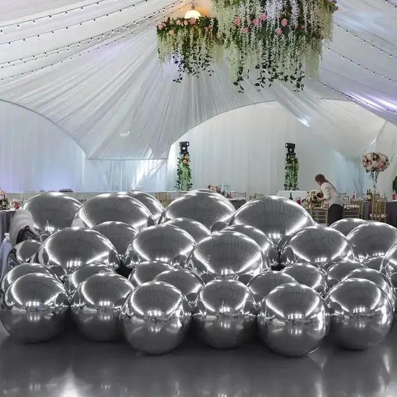 Décoration Gonflable Boule Miroir Argentée