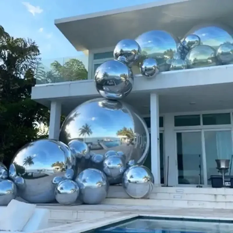 Décoration Gonflable Boule Miroir Argentée
