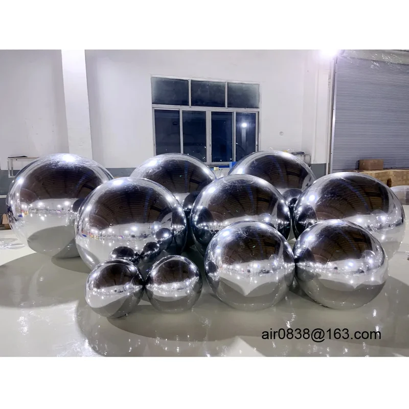 Décoration Gonflable Boule Miroir Argentée