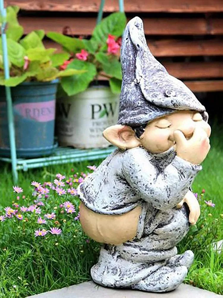 Nain de Jardin en train de faire Caca