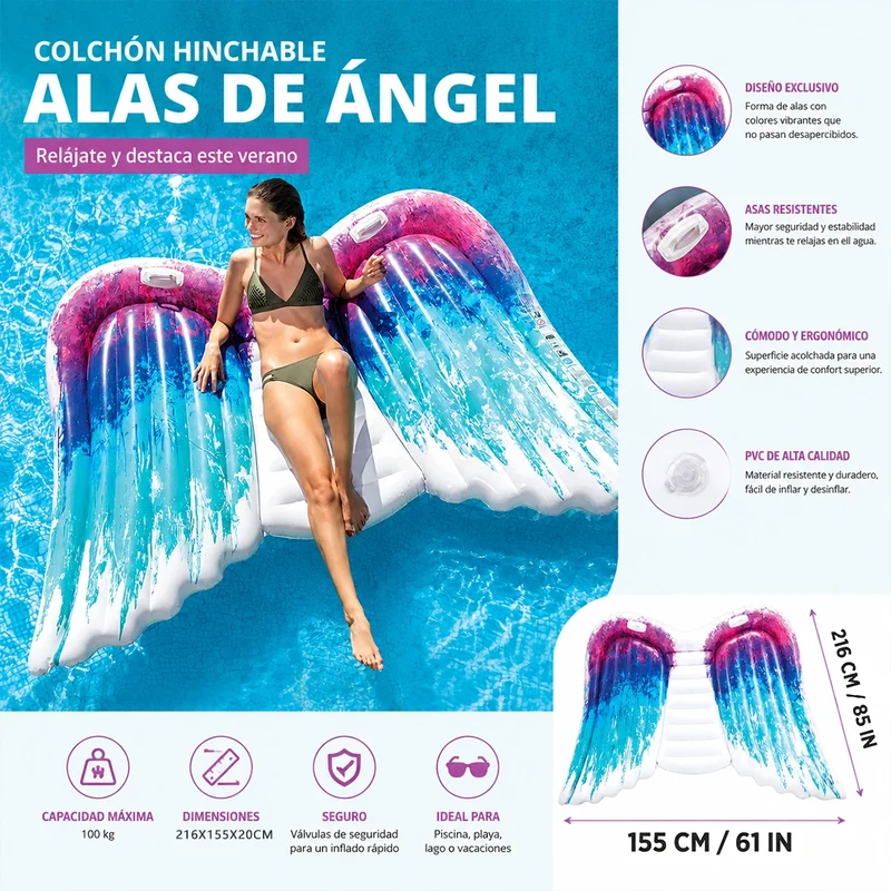 Matelas Gonflable Ailes d'Ange Piscine