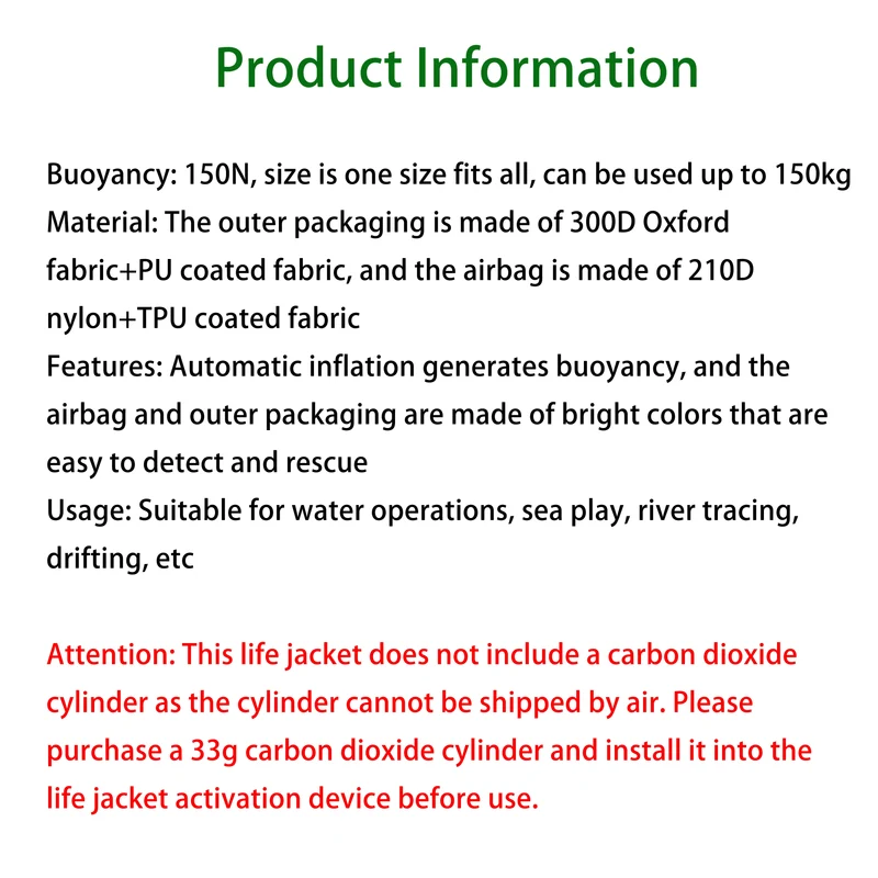 Accessoire Gonflable Gilet Sauvetage PFD Voile