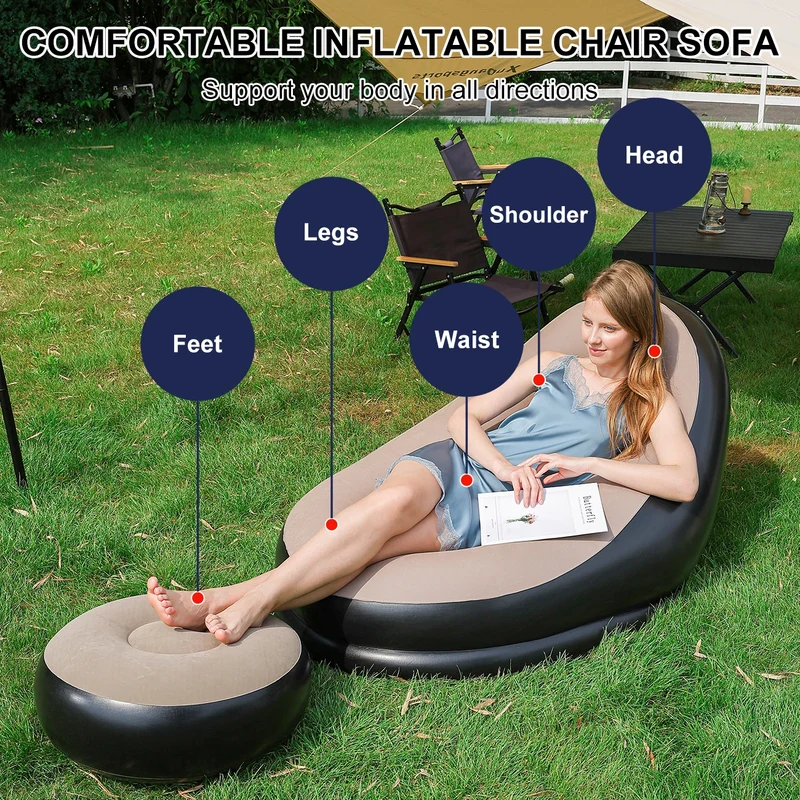 Canapé Gonflable Repose-Pieds Multicolore Etanche