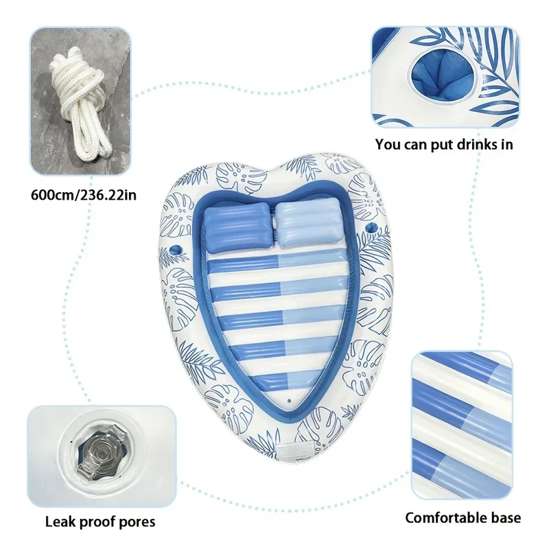 Matelas Gonflable Cœur Oreiller Piscine