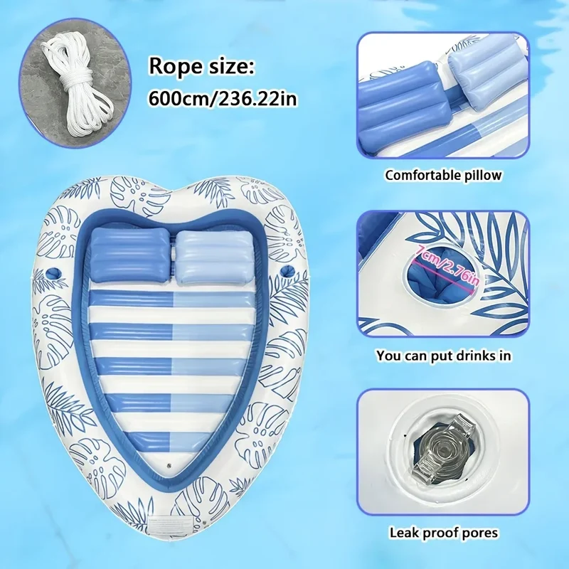 Matelas Gonflable Cœur Oreiller Piscine