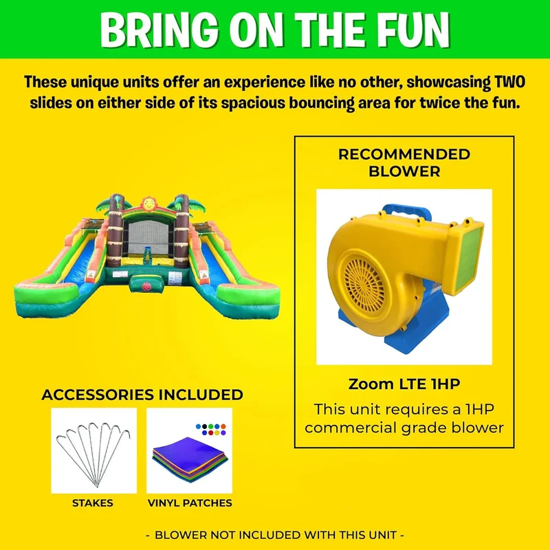Aire de Jeux Gonflable Tropicale Double Toboggan