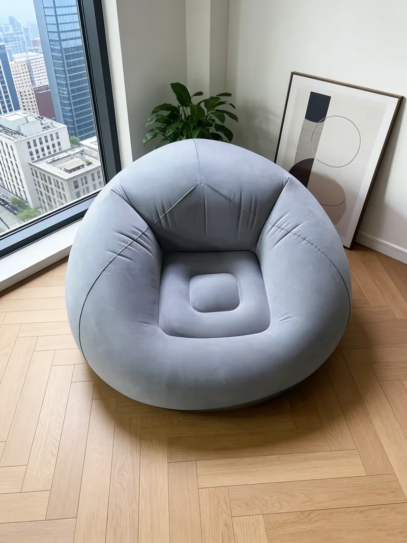 Canapé Gonflable Rond Gris Moelleux