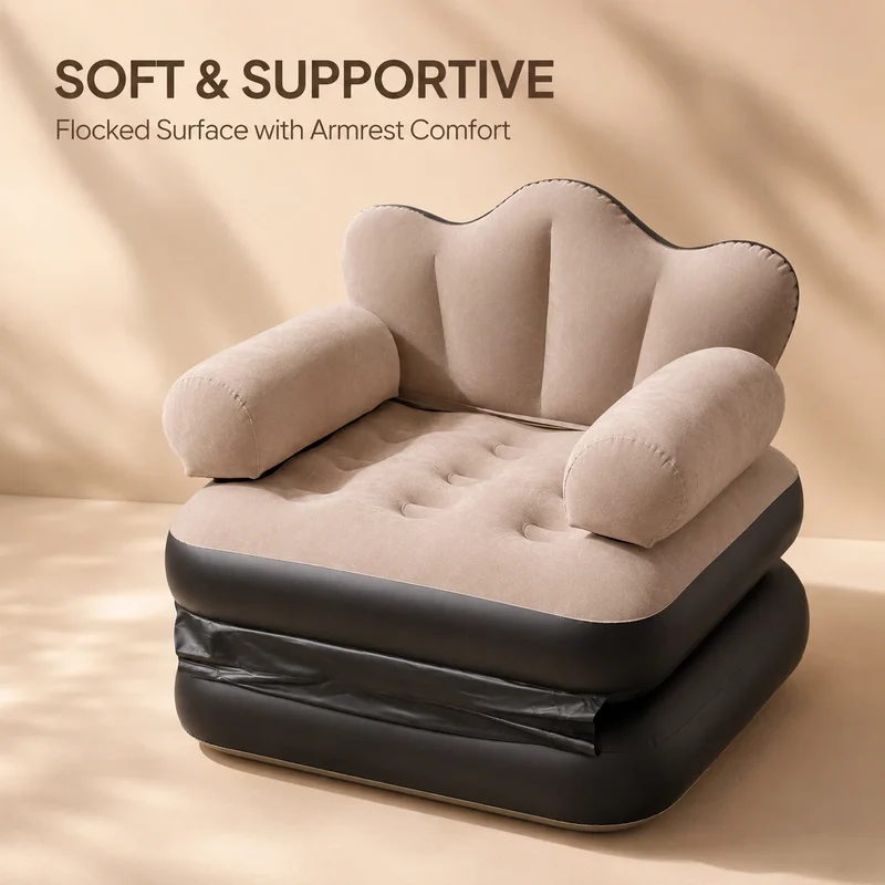 Canapé Gonflable Fauteuil Accoudoirs Camping