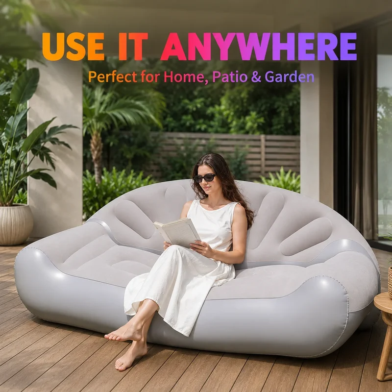 Canapé Gonflable Flocqué Portable Jardin