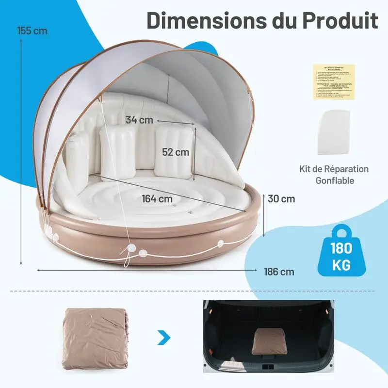 Canapé Gonflable Transat Auvent Bronzage