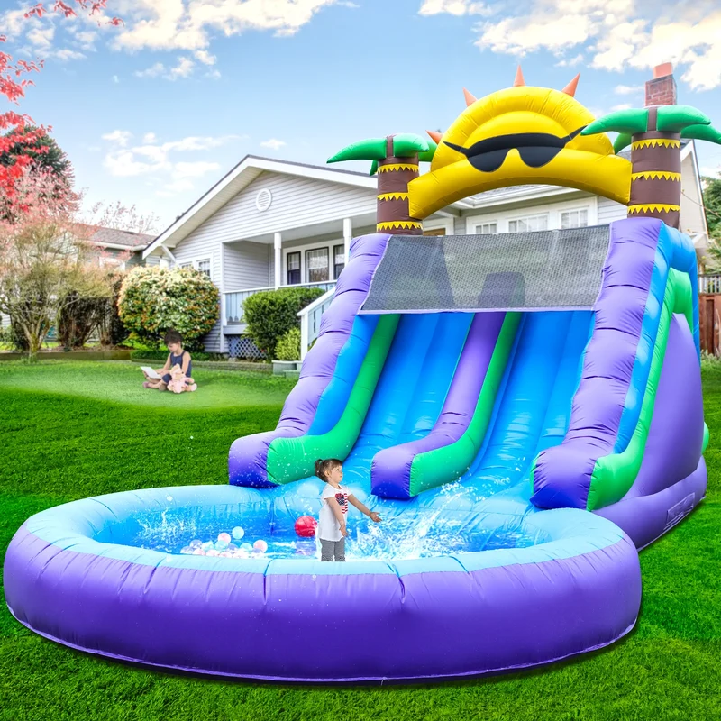Toboggan Aquatique Gonflable Fleur Double